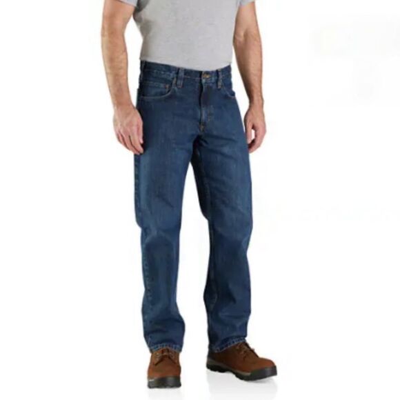 Carhartt Blue Denim Relaxed Fit Work Jeans, 36/32 - Picture 1 of 8